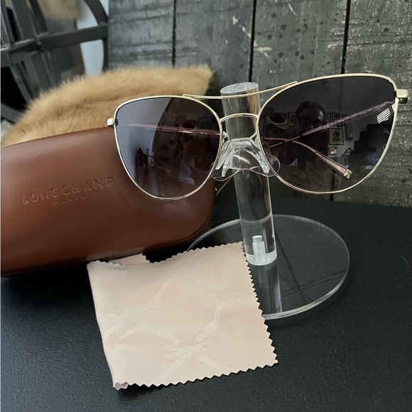 LONGCHAMP Paris Gold Aviator Sunglasses LO134S 714 58 []17 140 #3 w/ Case main image 11